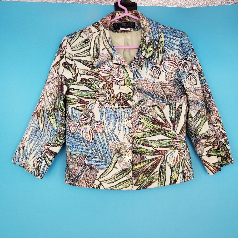 Vintage Harve Benard Blazer Size 10 Floral 3/4 Sleeve